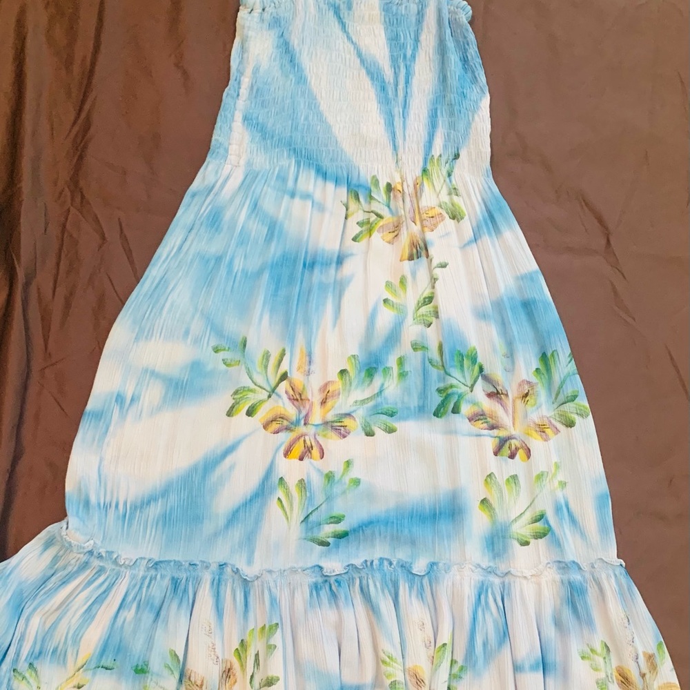 Floral dress in baby blue and orange